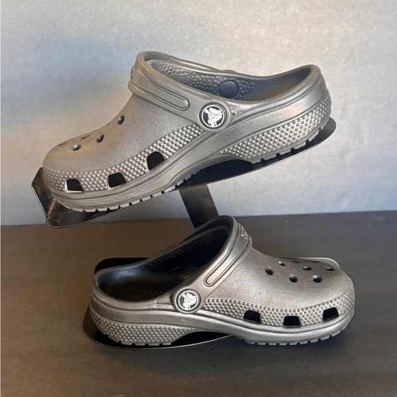 CROCS Black Kids Gray Clogs size 11 - Picture 1 of 9